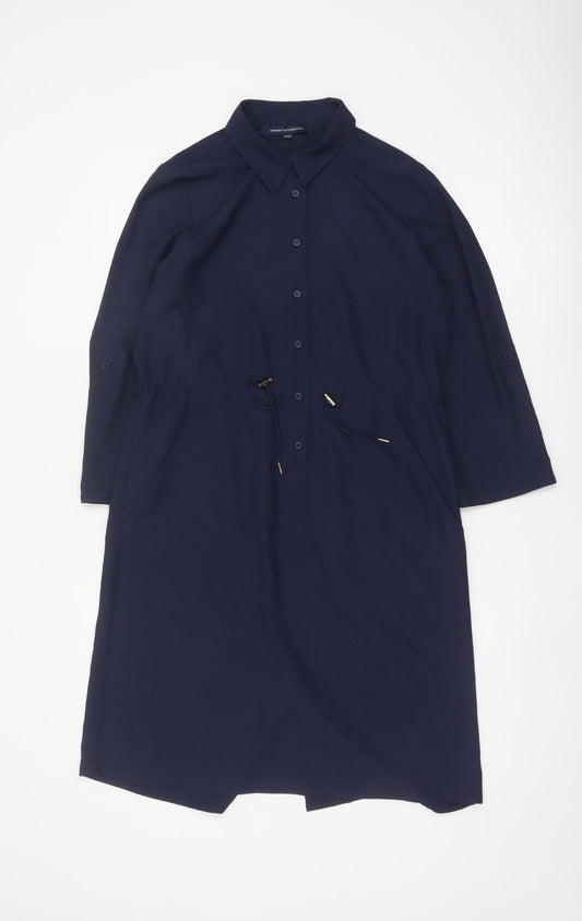 Additional front view of French Connection Women’s Navy Blue Collared Shirt Dress, size UK 6
