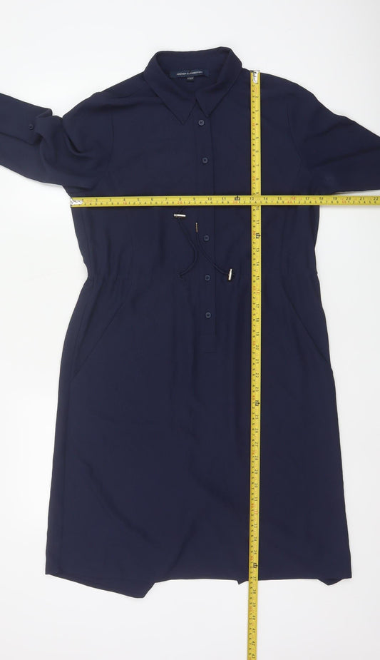French Connection Women’s Navy Blue Collared Shirt Dress Size 6