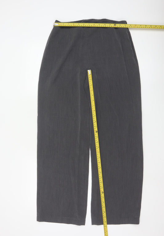 Next Women Grey Wide-Leg Dress Trousers Size 12 Regular