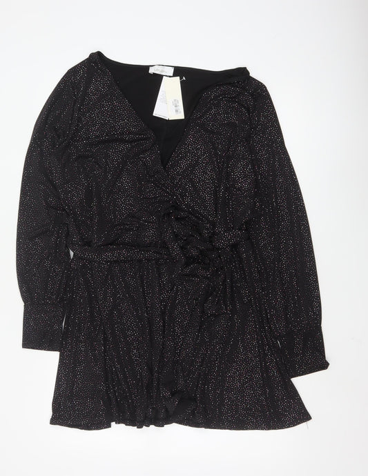 Yours Womens Black Wrap Blouse Size 26-28 Plus Long Sleeve