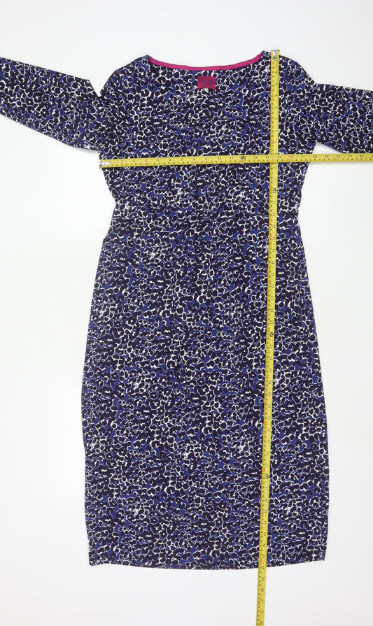 Joules Women Blue Animal Print Shift Dress Size 14 3/4 Sleeve