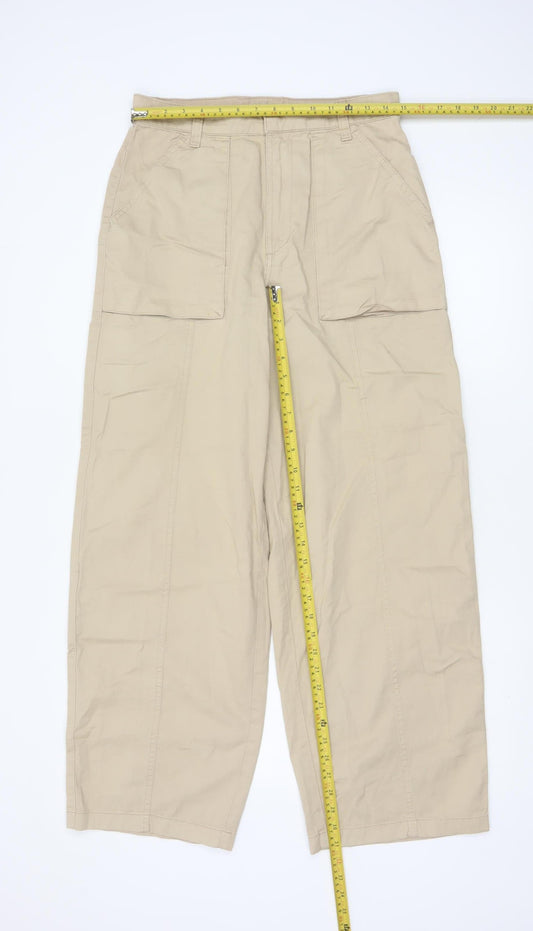 Mavi Women's Beige Cargo Trousers Cotton Wide-Leg M
