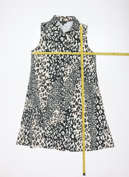 Lipsy Women’s Multicoloured Leopard Print Sleeveless Shift Dress Size 12