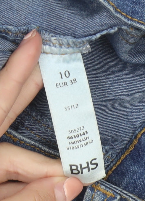 BHS Women’s Blue Denim Button Front Pencil Skirt Size 10