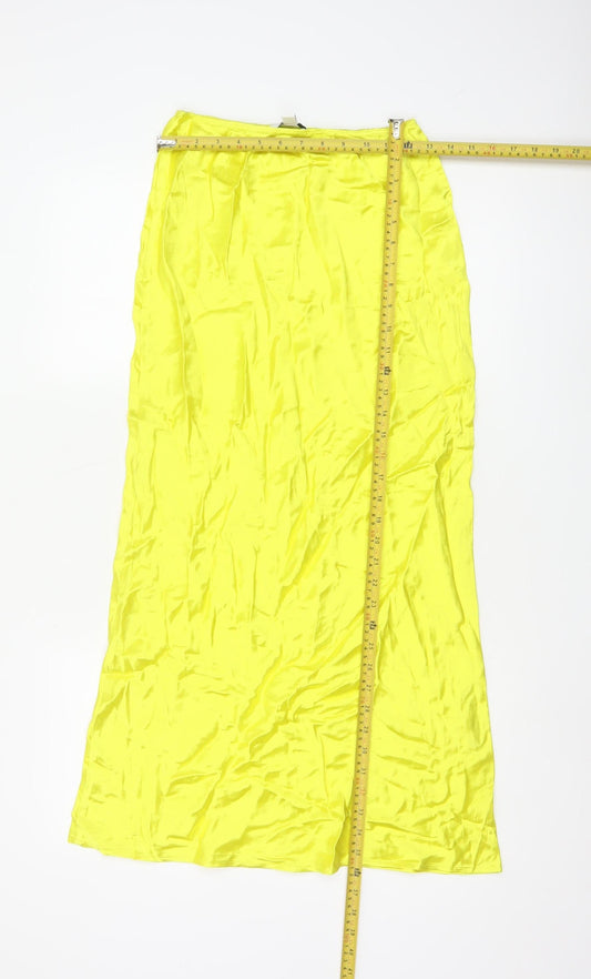 Topshop Women Yellow Long Slip Dress Size 6 Viscose Lightweight