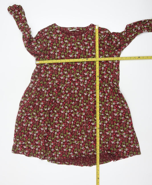 Seasalt Cornwall Women Red Floral Organic Cotton Petite A-Line Dress UK14