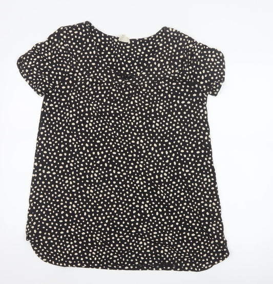 Fat Face Womens Black Polka Dot Viscose Tunic Blouse Size 10