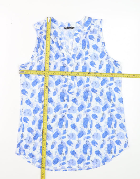 Roman Women Blue Floral Sleeveless Tunic Blouse Size 12