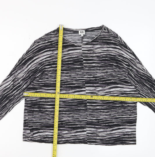 Kin by John Lewis Womens Black Striped Viscose Blouse S
