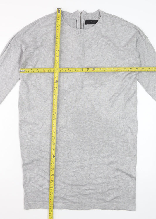 Vero Moda Women's Grey Tunic Jumper M Crew Neck 3/4 Sleeve