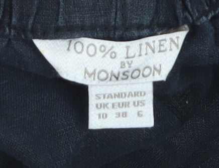 Monsoon Women’s Black Linen Cropped Trousers Size 10