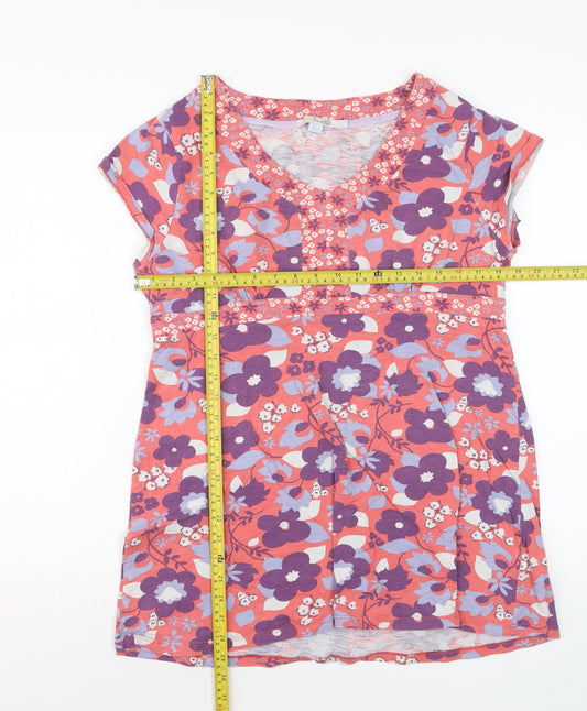 Boden Women's Multicoloured Floral V-Neck Tunic T-Shirt Size 16 Regular