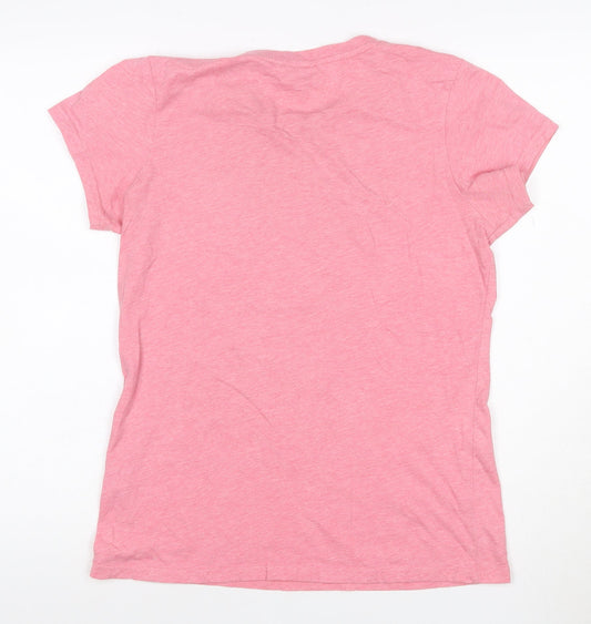 Animal Womens Pink Cotton Blend Crew Neck Short Sleeve T-Shirt Size 10