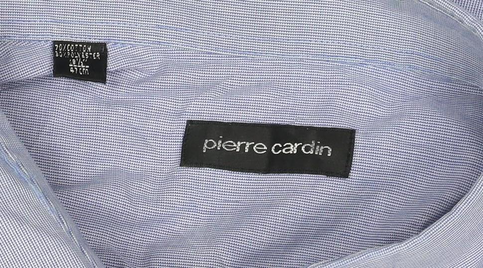 Pierre Cardin Men's Blue Long Sleeve Regular Fit Cotton Shirt L