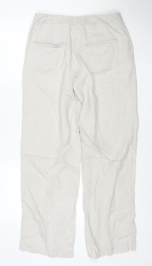 Noa Noa Women's Beige Linen Cotton Chino Trousers L