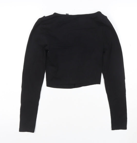 ASOS Design Women's Black Cropped Long Sleeve Jersey Top Size 8