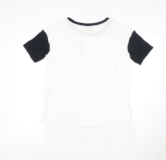 Hollister Women’s White and Black Ringer T-Shirt Size XS Relaxed Fit