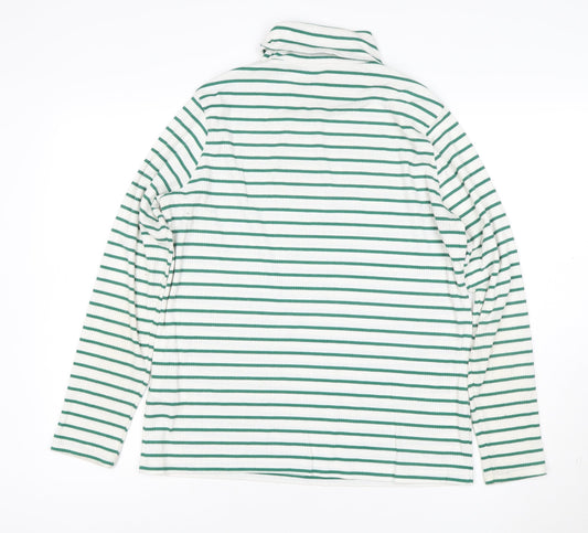 Marks and Spencer Women's White Green Stripe Roll Neck Top Size 18
