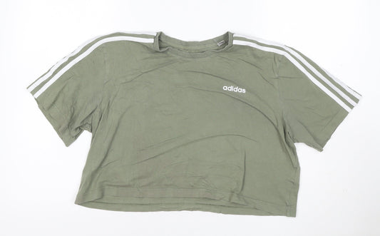 Additional front view of adidas women’s green cropped t-shirt m relaxed fit short sleeve