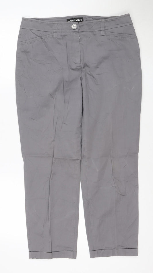 Gerry Weber Women Grey Cotton Blend Cropped Trousers Size 12