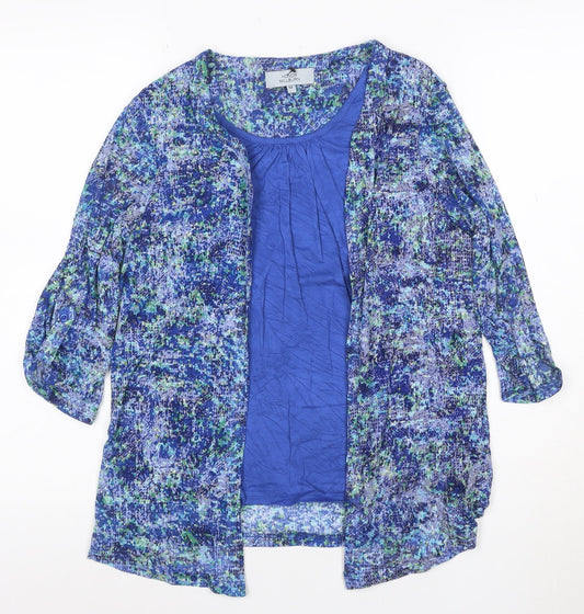 Additional front view of Honor Millburn Women's Blue Tunic Blouse, size 12, 3/4 Sleeve