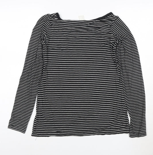 H&M MAMA Black Striped Long Sleeve Scoop Neck Maternity Top Size 8