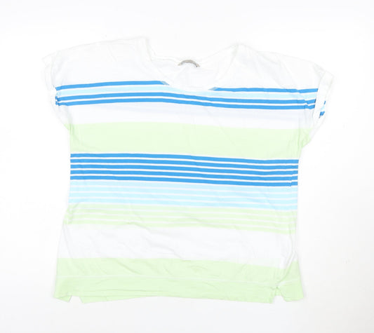 Marks & Spencer Women’s Multicoloured Striped Cotton T-Shirt Size 18