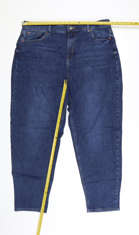 Marks and Spencer Women Blue Size 18 Long Mom Jeans High Waist Denim