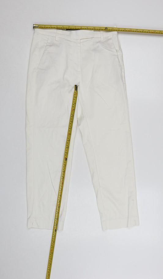 Marks and Spencer The Mia Slim White Cotton Blend Women's Trousers Size 8 Short