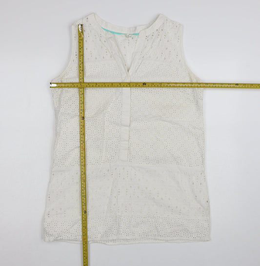 White Stuff Women's White Cotton Sleeveless Shift Dress UK 14