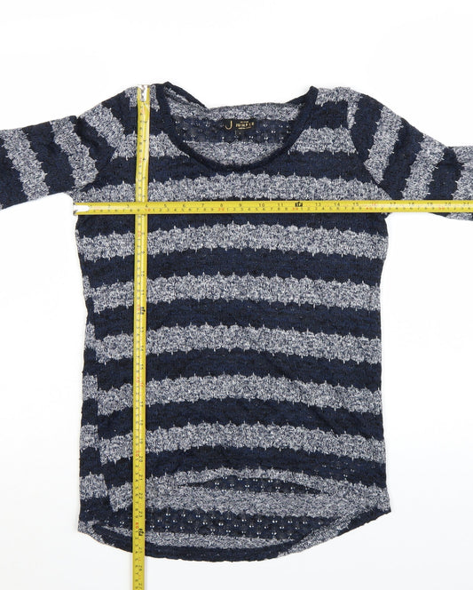 New Look Women’s Blue Striped Knit Pullover Jumper Size 8