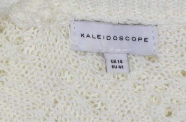 Additional view of Kaleidoscope Women Ivory Open-Knit 3/4 Sleeve jumper, size 14