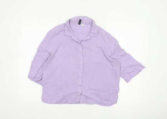 H&M Women’s Lilac Button-Up Shirt S Relaxed Viscose Collared Top