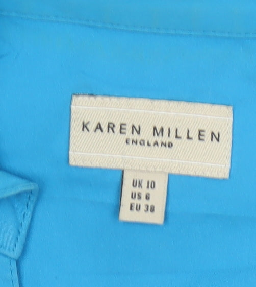 Karen Millen Women Blue Colourblock Fit & Flare Dress Size 10
