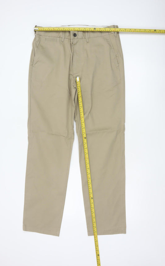 Marks and Spencer Men's Beige Regular Fit Chino Trousers 34