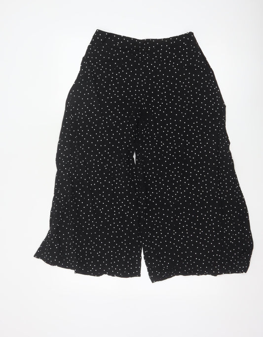 New Look Women's Black Polka Dot Wide-Leg Trousers Size 10