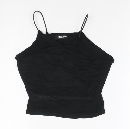 Additional front view of Missguided Women's Black Halter Camisole Crop Top, size 6