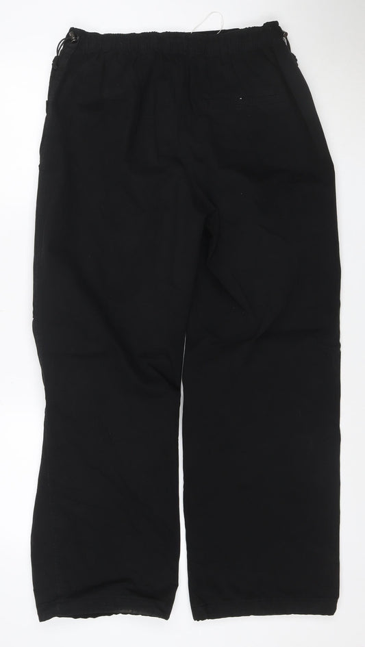 Bershka Womens Black Wide-Leg Cargo Trousers Size M