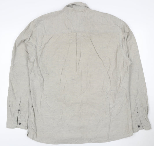 AW85 Men's Grey XL Button-Down Long Sleeve Casual Shirt