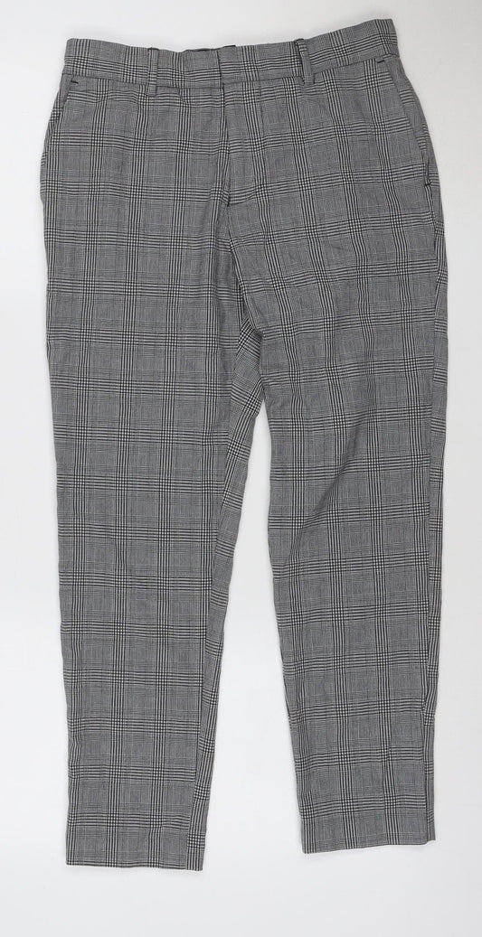 New Look Men's Grey Check Slim Fit Chino Trousers Size M 30R