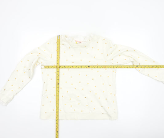 Boden Women Ivory Polka Dot Cotton Long Sleeve Blouse M