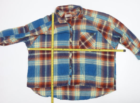 Urban Outfitters Women's Multicoloured Plaid Long Sleeve Tunic Shirt L