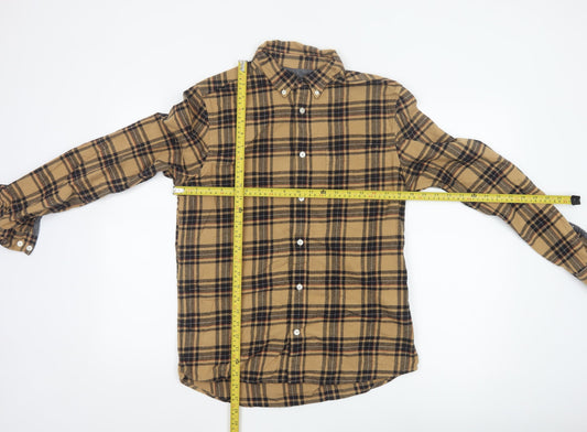 Burton Menswear Unisex Beige Plaid Flannel Button-Up Shirt M