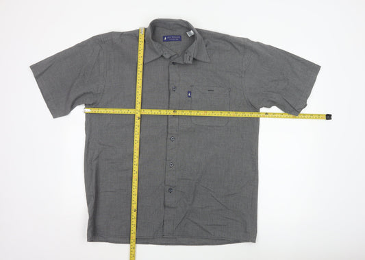 Bar Harbour by Double Two Men's Grey Check Short Sleeve Button-Up Shirt Size M