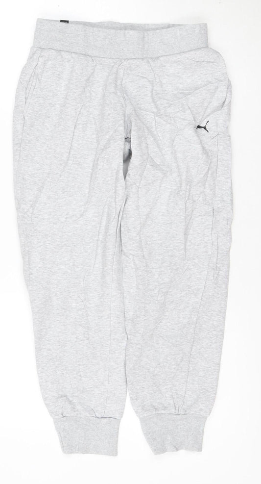 Additional front view of Puma Women's Grey Jogger Trousers XS Cotton Blend Activewear