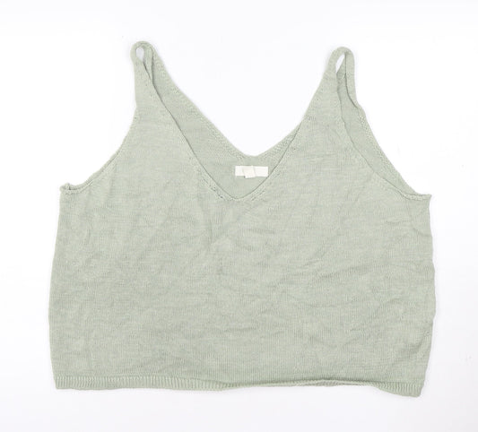 H&M Women’s Green Knit Camisole Tank Top Size XL