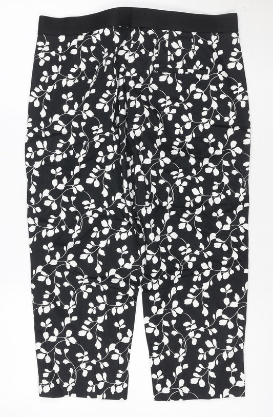 The Mia Women's Black Floral Slim Short Trousers Size 14