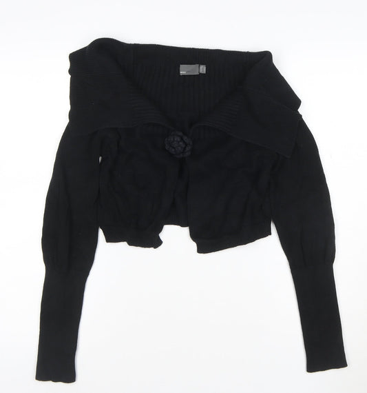 Mexx Women’s Black Knit Cotton Cardigan Size S Boat Neck Lightweight