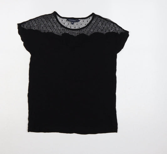 Additional front view of French Connection women’s black mesh detail tunic blouse xs