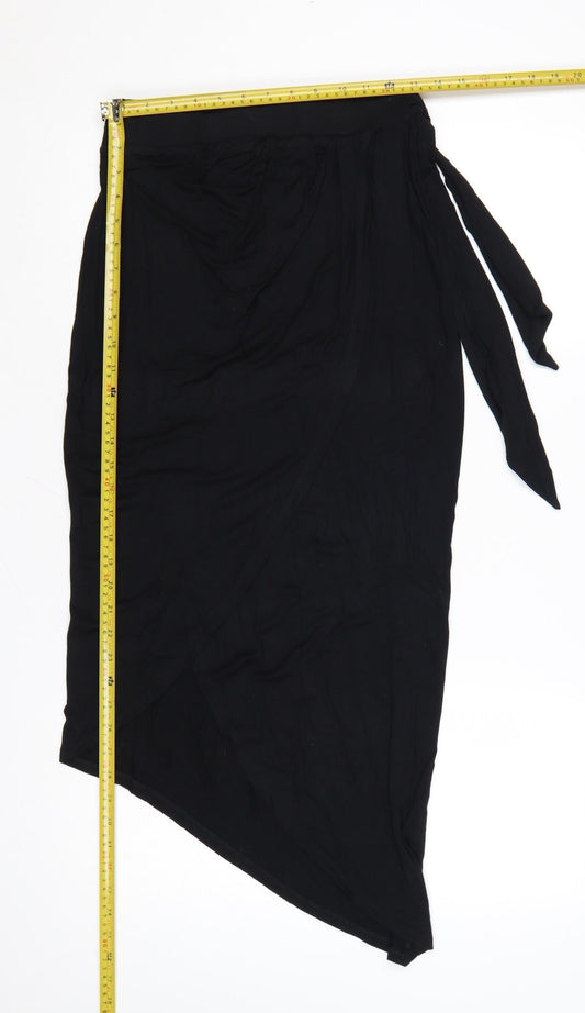 ASOS Women’s Black Wrap Midi Skirt Size 10 Viscose Stretch